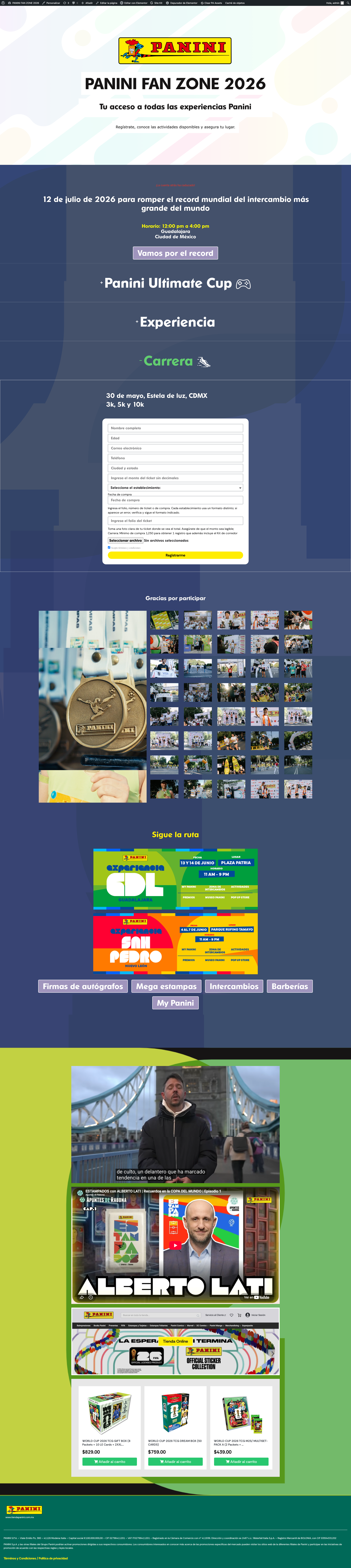 Página de registro público de Panini Fan Zone FWC 2026
